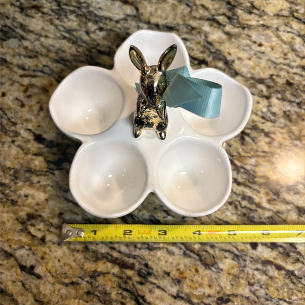 Mud pie White Ceramic Bunny Egg Holder